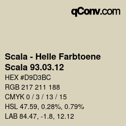 颜色代码: Scala - Helle Farbtoene - Scala 93.03.12 | qconv.com