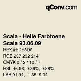 颜色代码: Scala - Helle Farbtoene - Scala 93.06.09 | qconv.com