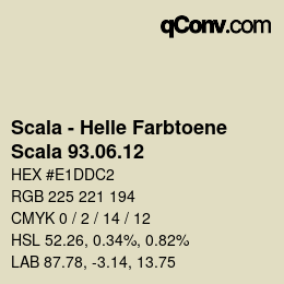 颜色代码: Scala - Helle Farbtoene - Scala 93.06.12 | qconv.com