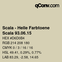 颜色代码: Scala - Helle Farbtoene - Scala 93.06.15 | qconv.com
