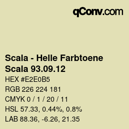 颜色代码: Scala - Helle Farbtoene - Scala 93.09.12 | qconv.com