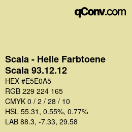 颜色代码: Scala - Helle Farbtoene - Scala 93.12.12 | qconv.com