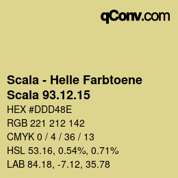 颜色代码: Scala - Helle Farbtoene - Scala 93.12.15 | qconv.com