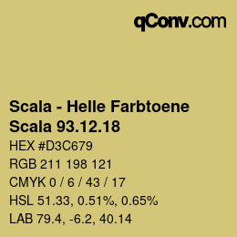 颜色代码: Scala - Helle Farbtoene - Scala 93.12.18 | qconv.com