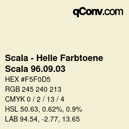 颜色代码: Scala - Helle Farbtoene - Scala 96.09.03 | qconv.com
