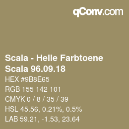 颜色代码: Scala - Helle Farbtoene - Scala 96.09.18 | qconv.com