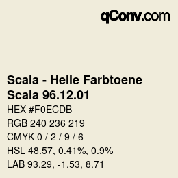 颜色代码: Scala - Helle Farbtoene - Scala 96.12.01 | qconv.com