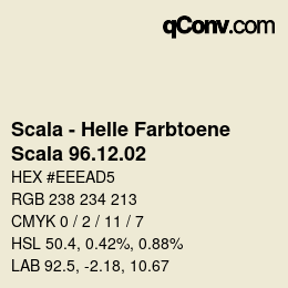 颜色代码: Scala - Helle Farbtoene - Scala 96.12.02 | qconv.com