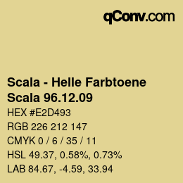颜色代码: Scala - Helle Farbtoene - Scala 96.12.09 | qconv.com