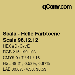 颜色代码: Scala - Helle Farbtoene - Scala 96.12.12 | qconv.com