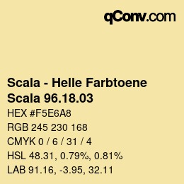 颜色代码: Scala - Helle Farbtoene - Scala 96.18.03 | qconv.com