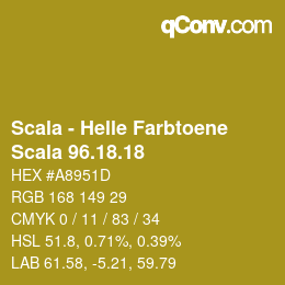 颜色代码: Scala - Helle Farbtoene - Scala 96.18.18 | qconv.com