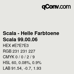 颜色代码: Scala - Helle Farbtoene - Scala 99.00.06 | qconv.com