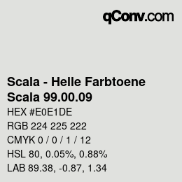 颜色代码: Scala - Helle Farbtoene - Scala 99.00.09 | qconv.com
