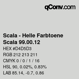 颜色代码: Scala - Helle Farbtoene - Scala 99.00.12 | qconv.com