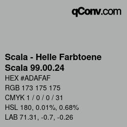颜色代码: Scala - Helle Farbtoene - Scala 99.00.24 | qconv.com