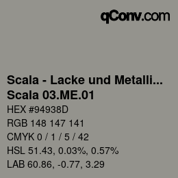 颜色代码: Scala - Lacke und Metallics - Scala 03.ME.01 | qconv.com