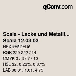 颜色代码: Scala - Lacke und Metallics - Scala 12.03.03 | qconv.com