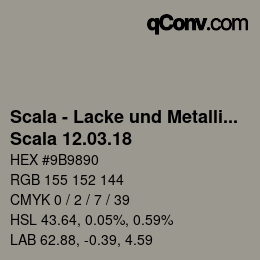 颜色代码: Scala - Lacke und Metallics - Scala 12.03.18 | qconv.com