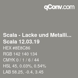 颜色代码: Scala - Lacke und Metallics - Scala 12.03.19 | qconv.com