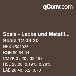 颜色代码: Scala - Lacke und Metallics - Scala 12.09.30 | qconv.com