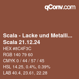 颜色代码: Scala - Lacke und Metallics - Scala 21.12.24 | qconv.com