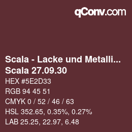 颜色代码: Scala - Lacke und Metallics - Scala 27.09.30 | qconv.com
