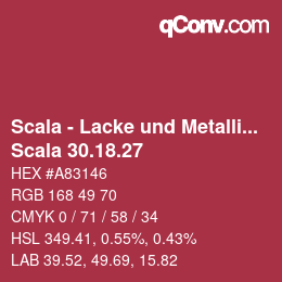 颜色代码: Scala - Lacke und Metallics - Scala 30.18.27 | qconv.com