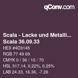 颜色代码: Scala - Lacke und Metallics - Scala 36.09.33 | qconv.com