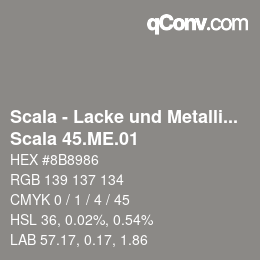 颜色代码: Scala - Lacke und Metallics - Scala 45.ME.01 | qconv.com