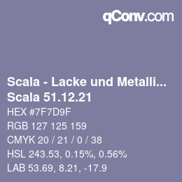 颜色代码: Scala - Lacke und Metallics - Scala 51.12.21 | qconv.com