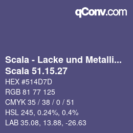 颜色代码: Scala - Lacke und Metallics - Scala 51.15.27 | qconv.com