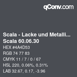 颜色代码: Scala - Lacke und Metallics - Scala 60.06.30 | qconv.com