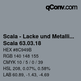 颜色代码: Scala - Lacke und Metallics - Scala 63.03.18 | qconv.com