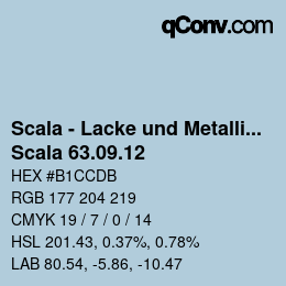 颜色代码: Scala - Lacke und Metallics - Scala 63.09.12 | qconv.com