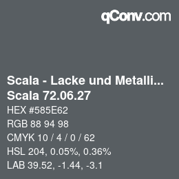 颜色代码: Scala - Lacke und Metallics - Scala 72.06.27 | qconv.com