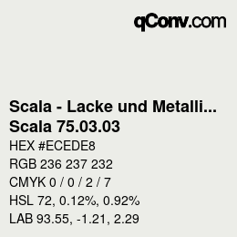 颜色代码: Scala - Lacke und Metallics - Scala 75.03.03 | qconv.com
