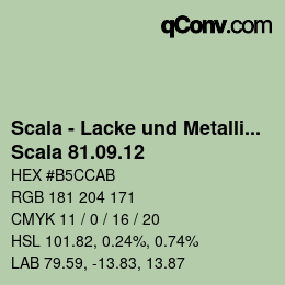 颜色代码: Scala - Lacke und Metallics - Scala 81.09.12 | qconv.com