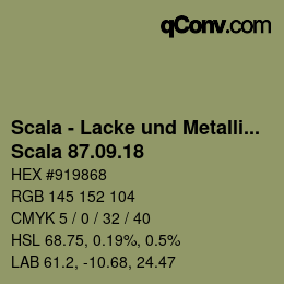颜色代码: Scala - Lacke und Metallics - Scala 87.09.18 | qconv.com
