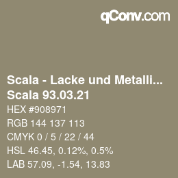 颜色代码: Scala - Lacke und Metallics - Scala 93.03.21 | qconv.com