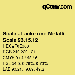 颜色代码: Scala - Lacke und Metallics - Scala 93.15.12 | qconv.com