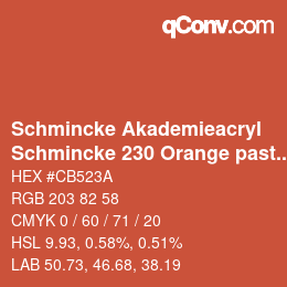 Farbcode: Schmincke Akademieacryl - Schmincke 230 Orange pastos | qconv.com