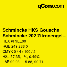 Farbcode: Schmincke HKS Gouache - Schmincke 202 Zitronengelb | qconv.com