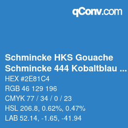 Farbcode: Schmincke HKS Gouache - Schmincke 444 Kobaltblau hell | qconv.com