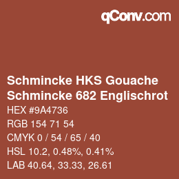 Farbcode: Schmincke HKS Gouache - Schmincke 682 Englischrot | qconv.com