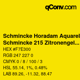 Código de color: Schmincke Horadam Aquarell - Schmincke 215 Zitronengelb | qconv.com