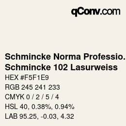 颜色代码: Schmincke Norma Professional - Schmincke 102 Lasurweiss | qconv.com
