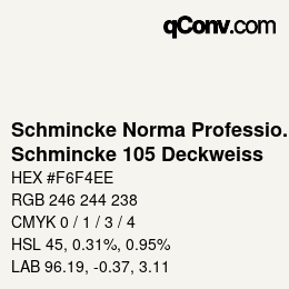 Code couleur: Schmincke Norma Professional - Schmincke 105 Deckweiss | qconv.com