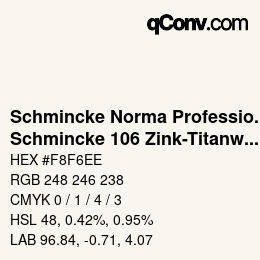 カラーコード: Schmincke Norma Professional - Schmincke 106 Zink-Titanweiss | qconv.com