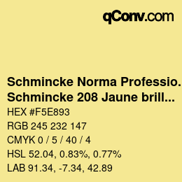 颜色代码: Schmincke Norma Professional - Schmincke 208 Jaune brillant | qconv.com